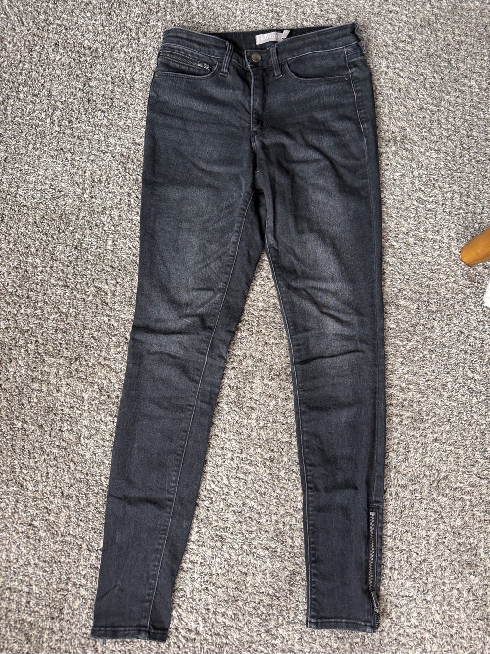 Athleta 27 Tall Sculptek Black Skinny Jeans with Ankle Zipper